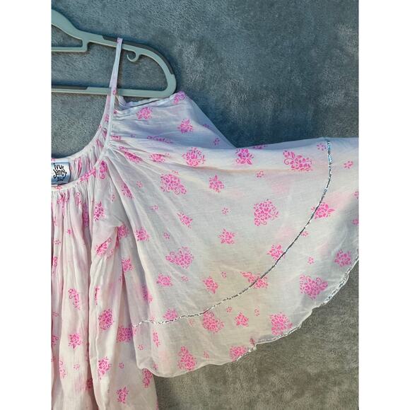 Ivy Jane Blouse Small Pink Floral Cold Shoulder Ruffled Fairy Cottage Core - Picture 3 of 8